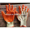 good quality yellow 21 cotton yarn orange latex coated work gloves